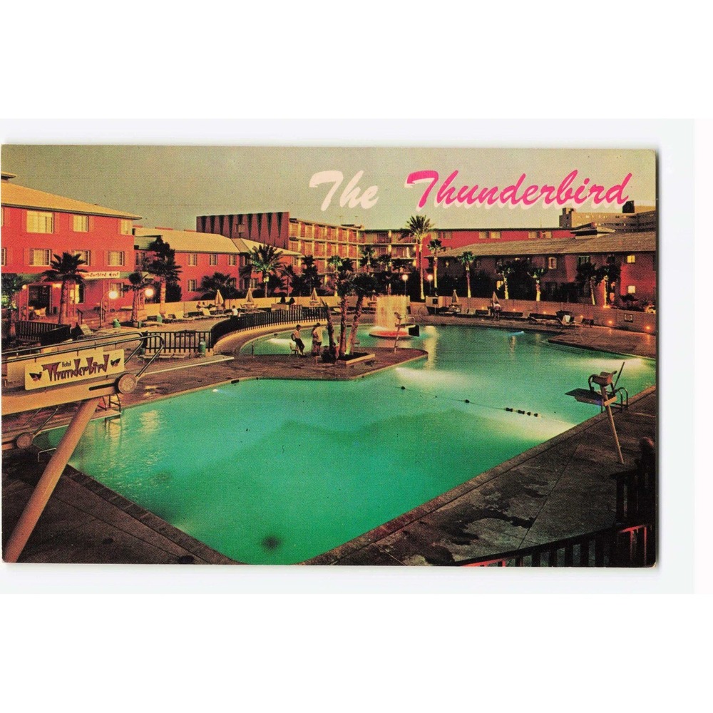 Vintage Hotel Thunderbird Las Vegas Nevada Swimming Pool Chrome Postcard FS-1066